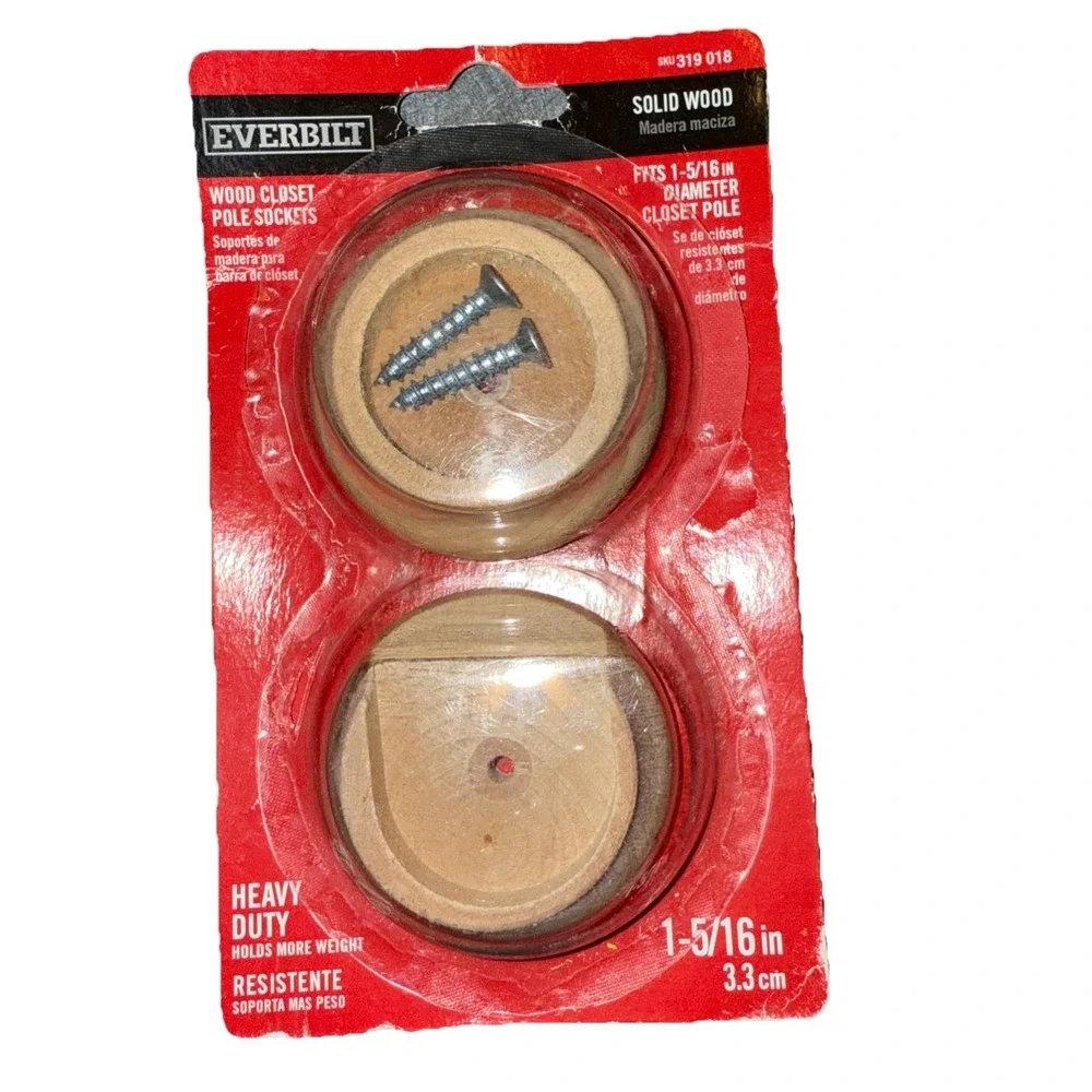 Everbilt Heavy Duty Solid Wood Closet Pole Sockets 1-5/16